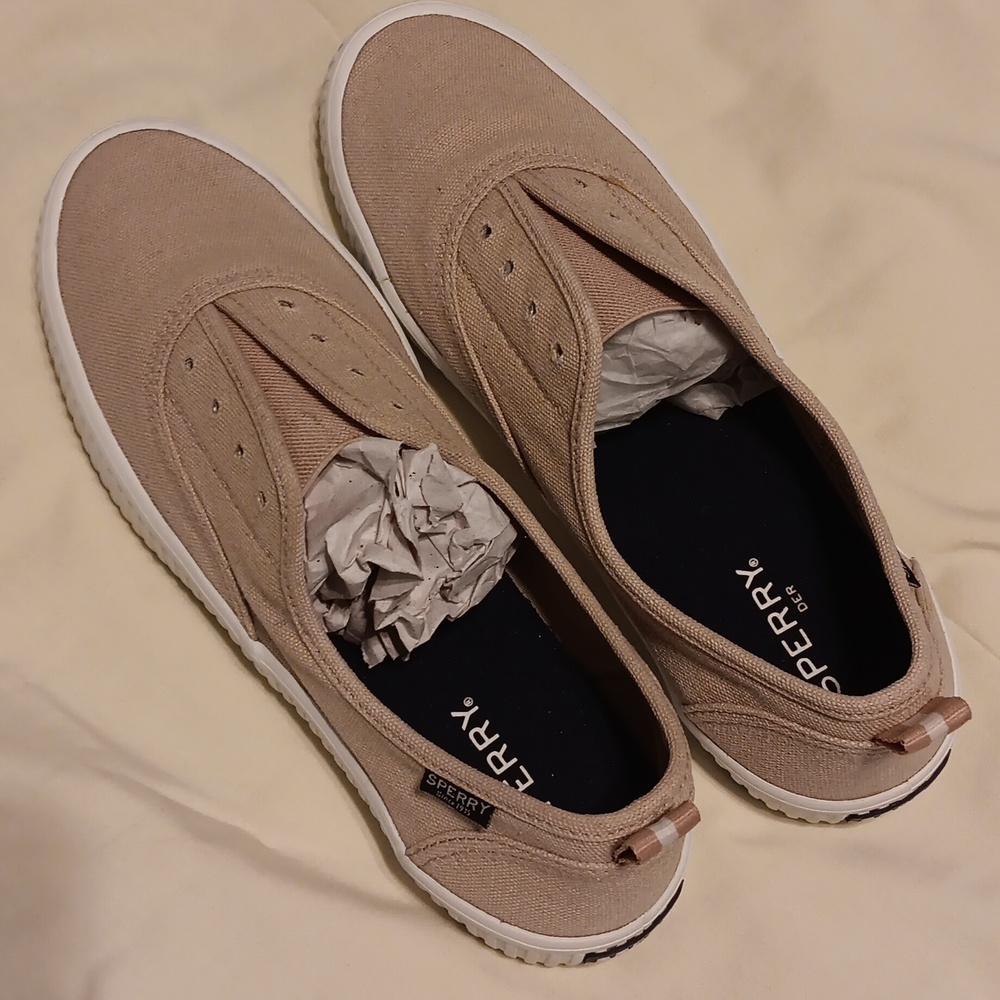 Sperry Slip-On Canvas Sneakers in Light Taupe